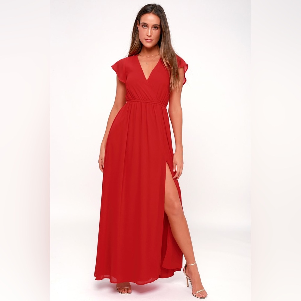 Lulu's Red Maxi Dress - Picture 2 of 15